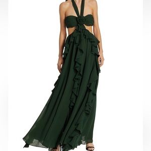Ronny Kobo Designer Green Rose Detailed Dress